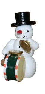Snowman timpani with cymbal decoration figure made of wood 5.5cm