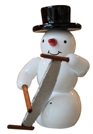 Snowman singing saw decoration figure made of wood 5.5cm
