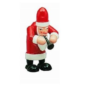 Santa Claus with flute decorative figure made of wood 7.5cm