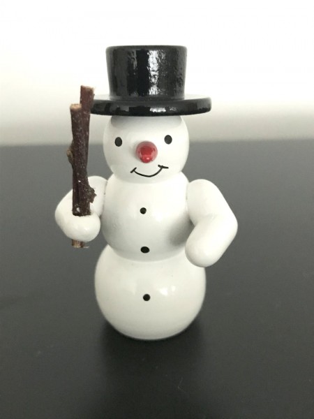 Snowman with a rod decoration figure made of wood 5.5cm