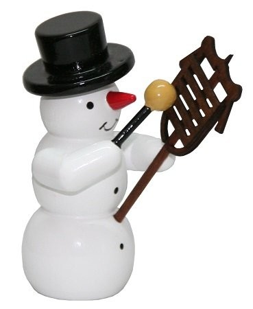 Snowman with bell tree decoration figure made of wood 5.5cm