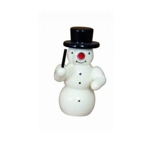 Snowman with conductor decoration figure made of wood 5.5cm